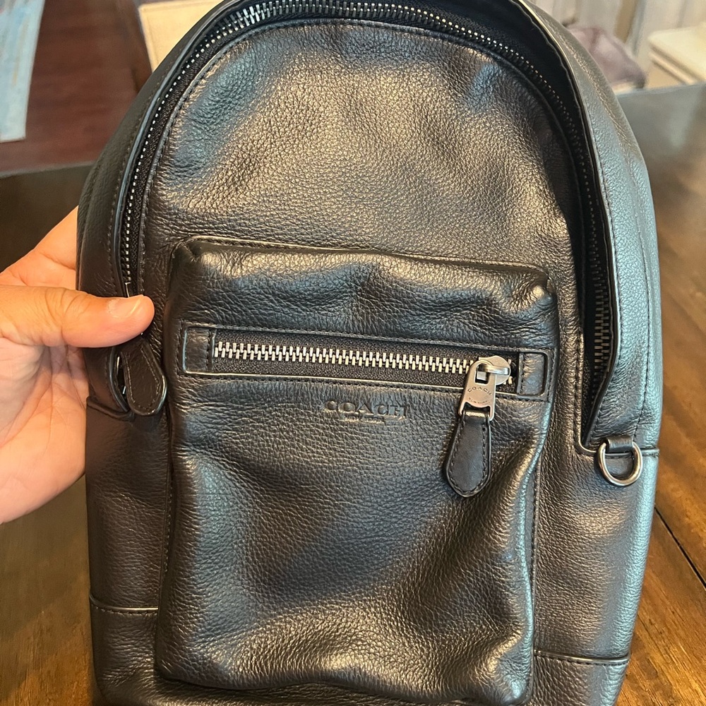 Coach Black Leather Backpack Sleek Minimalist Design
